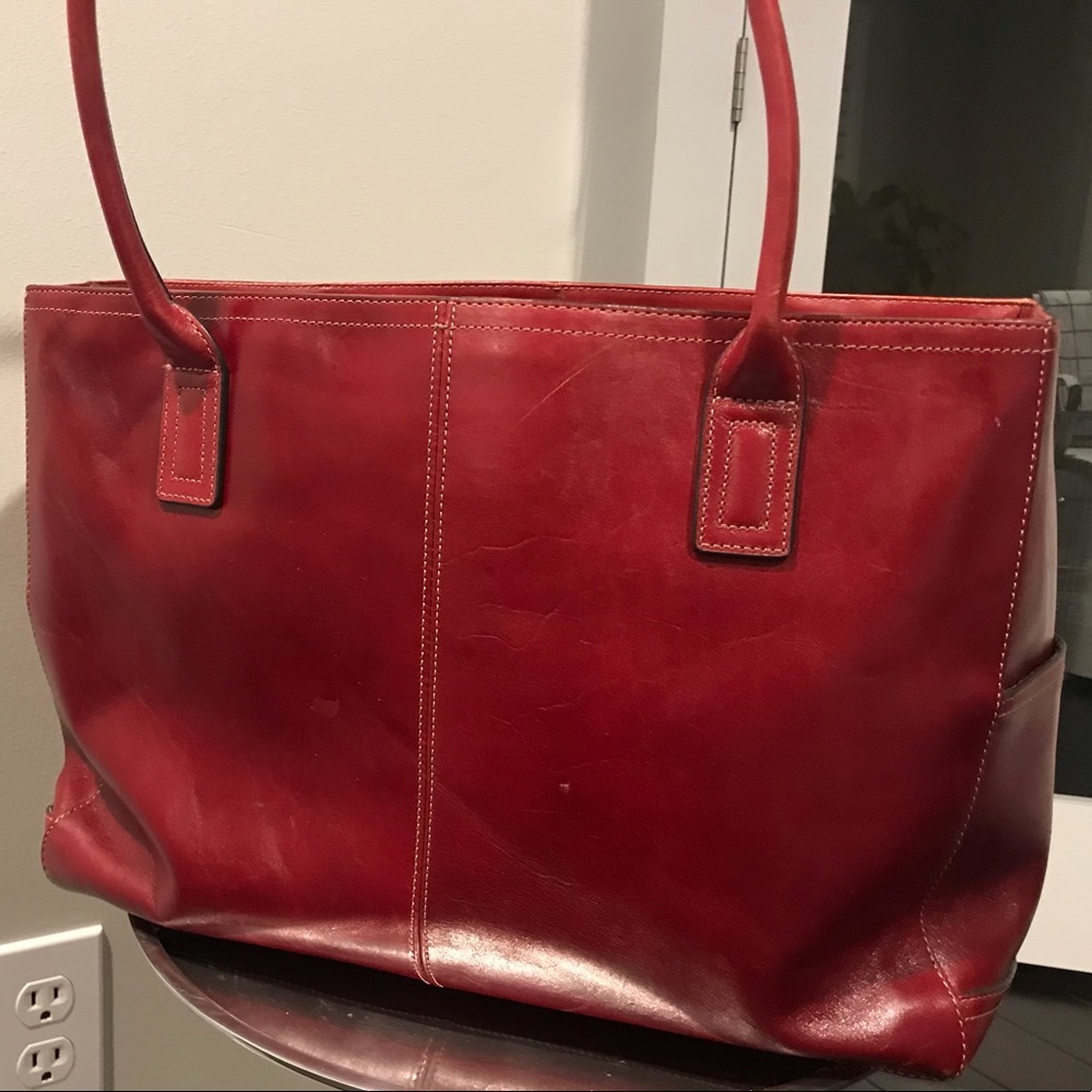 Red Leather Fossil Tote